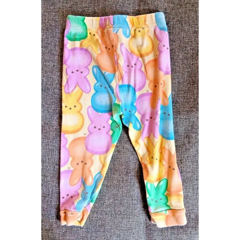 Pajamas 2T Girls Peeps bunny sleepwear 2 piece Set short sleeve long pants